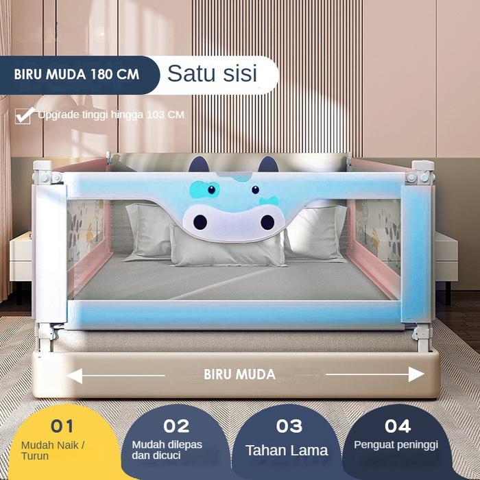 Gambar Bedrail Bedguard Fence Pembatas Pengaman Pagar Kasur Ranjang Baby Mommy Jay - COW-180-BIRU dari SUPERMASSIVE INDONESIA undefined Tokopedia