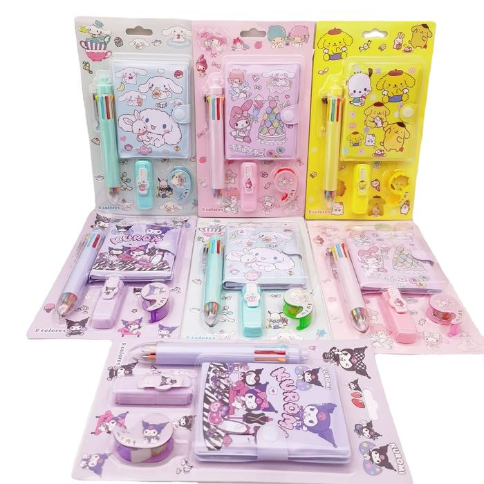 Gambar Set Stationery study set sanrio 4 in 1 pen 8 warna mini tape 1 highlighter + buku mini tutup kancing sanrio - random sanrio dari velvetshop undefined Tokopedia