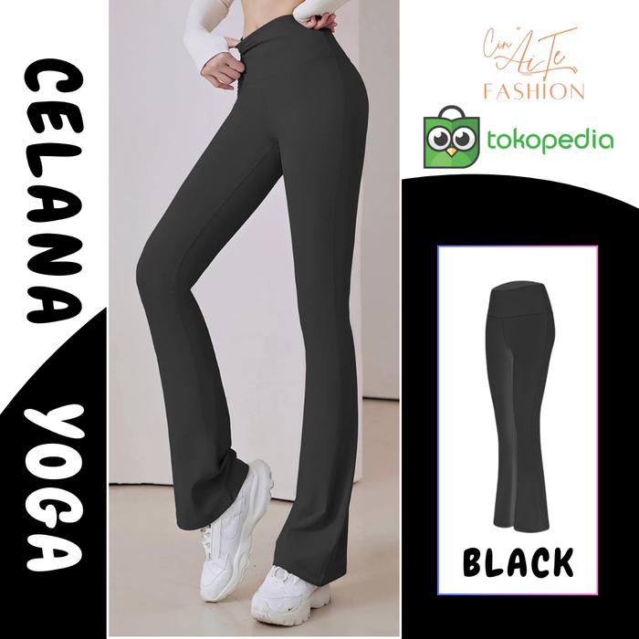 Gambar celana legging import wanita sport cutbray / celana yoga wanita cutbray / celana olahraga wanita cutbray - Hitam, S dari CinAiTe undefined Tokopedia