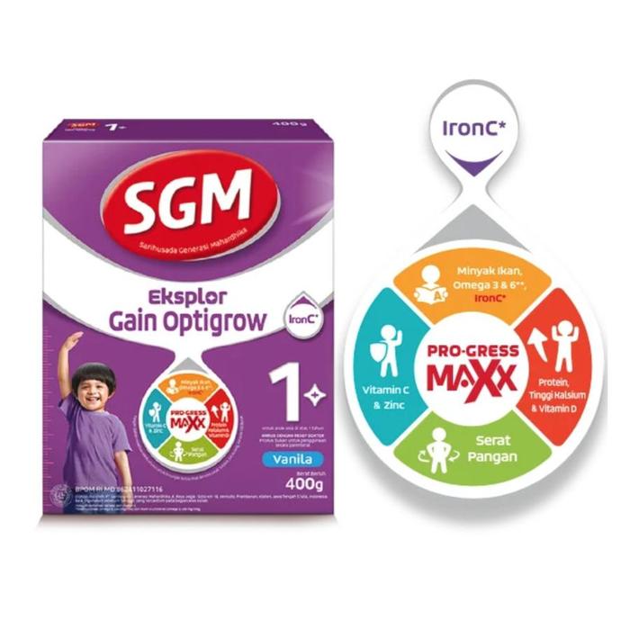Gambar SGM EKSPLOR GAIN OPTIGROW VANILLA 400GR UNTUK ANAK USIA 1-5 TAHUN dari Belanja Mulia Mulia81 undefined Tokopedia