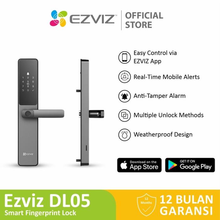Gambar Ezviz DL05 Smart Lock Home Security Fingerprint Door Handle Lock dari Tokokomplit.id undefined Tokopedia