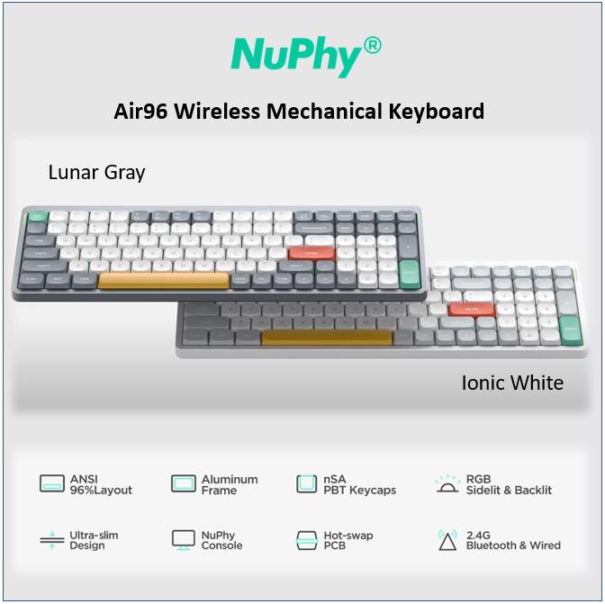 NuPhy Air96 キーボード Lunar Gray US配列 赤軸（Air96 V2 QMK