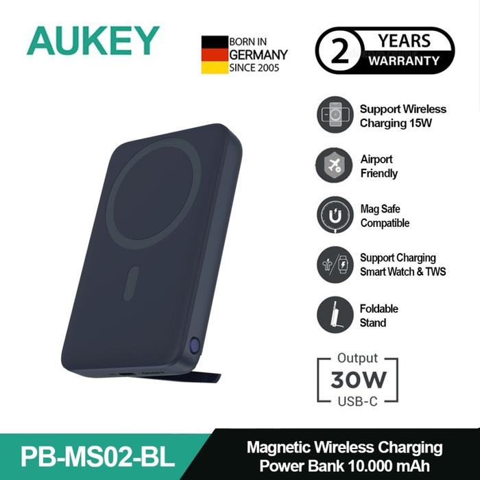 Gambar AUKEY WIRELESS POWERBANK MAGSAFE FAST CHARGE 30W 10000MAH PB-MS02 - Biru dari Citos Global Teknologi undefined Tokopedia
