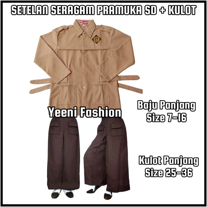 Gambar Setelan Seragam Sekolah Pramuka Penggalang SD Putri Baju Pramuka Penggalang Lengan Panjang Rok Celana Kulot Pramuka Panjang - Baju + Kulot, 6 TAHUN dari Yeeni Fashion Shop undefined Tokopedia