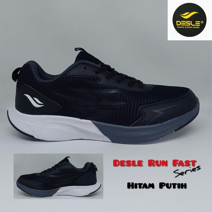 Gambar NEW Sepatu Running Jogging DESLE RUN FAST School Series (Original) - Hitam Putih, 45 dari SHOE N SLIPPER Tokopedia undefined Tokopedia