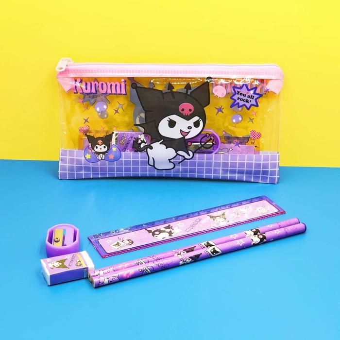 Gambar PENSIL SET SANRIO KUROMI CHINAMOROL MELODY - SET ALAT TULIS 5 IN 1 MOTIF SANRIO ATK Set Kuromi and Friends Alat Tulis Lengkap Anak Pensil serutan penghapus penggaris - Kuromi 5in1 dari Violetacc undefined Tokopedia