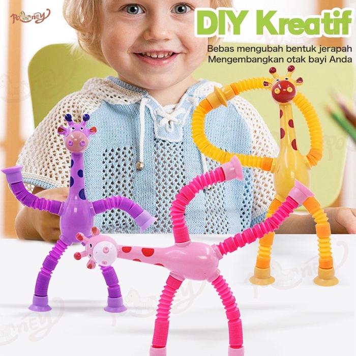 Gambar Mainan Edukasi Anak Jerapah dengan LED Suction Cup Tabung Teleskopik Jerapah dari tomiko toys undefined Tokopedia