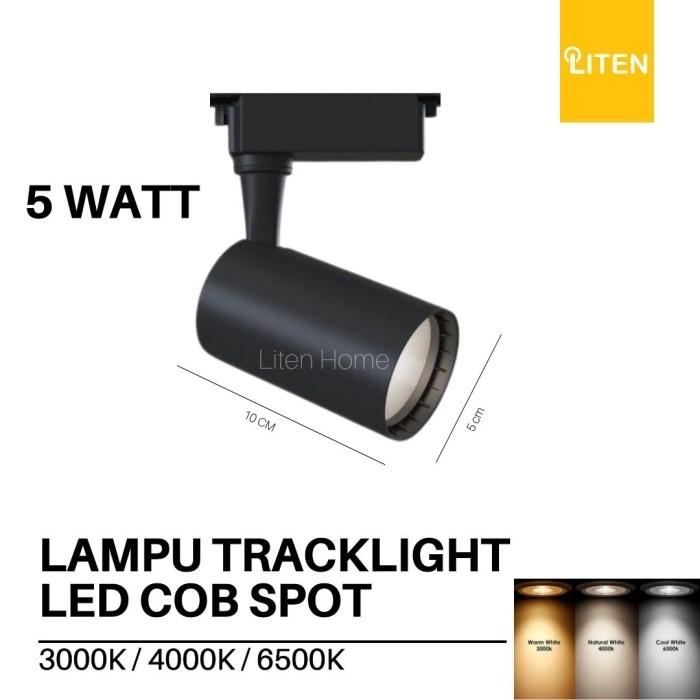 Gambar LITEN Lampu LED Track Light Lampu Rel Tracklight Spotlight 5w 5 watt - Hitam, 4000K dari Liten Home Center undefined Tokopedia