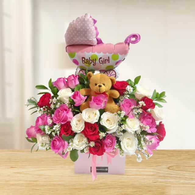 Gambar Bunga buket lahiran mawar lily bayi perempuan laki - laki | Buket bunga melahirkan premium - Queen PO  dari FlowerAdvisor undefined Tokopedia