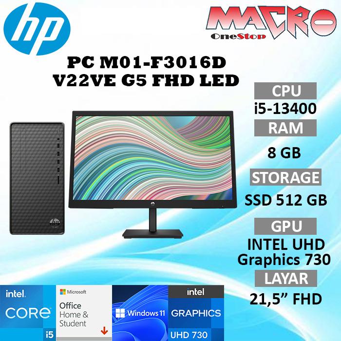 Gambar HP PC Desktop M01-F3016D i5-13400 8GB SSD 512GB VGA Intel HD WIN11+OHS - HP V22VE 21.5 dari Macro OneStop Official undefined Tokopedia