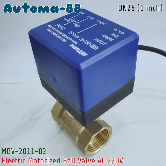 Gambar Electric Ball Valve Motorized DN25 AC 220V G 1 inch BSP Brass Kuningan - MBV-2011-Biru dari Automa-88 undefined Tokopedia