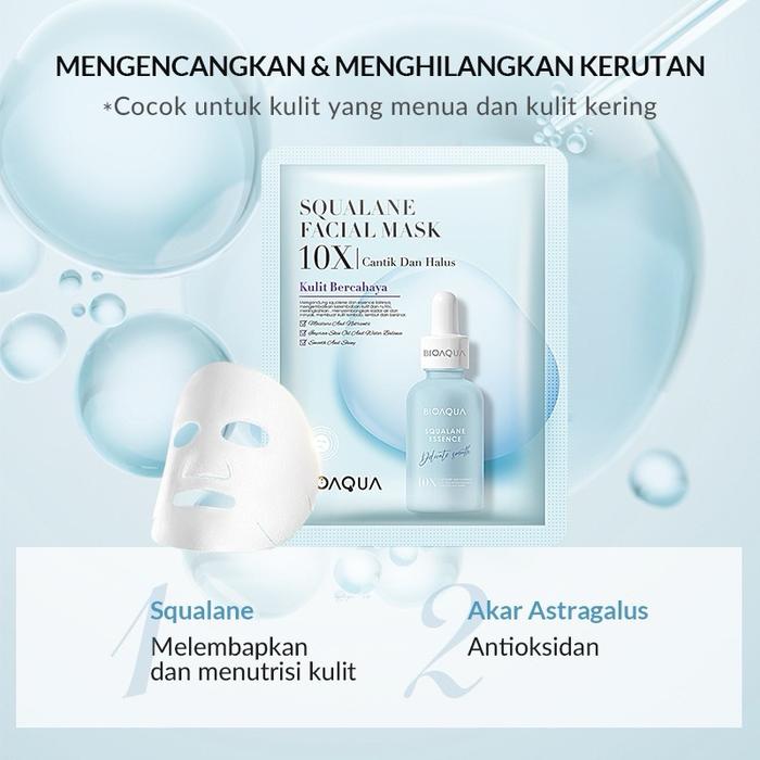 Gambar BIOAQUA Sheet Mask Effect 10X Essence Masker Muka Glowing Masker Wajah bpom organik Vitamin C Whitening Brightening/Centella Acne Masker Jerawat dan Bekas Jerawat /Squalane Hydrating Moisturizing/Collagen Anti-aging Perawatan Wajah - Squalane Mask dari Berkah Sehat Kosmetik undefined Tokopedia