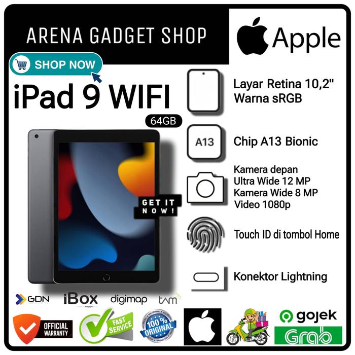 Gambar Apple iPad 9 10.2 Inch 2021 - New Original Apple - 64GB WIFI GREY, IBOX dari ArenaGadgetShop undefined Tokopedia