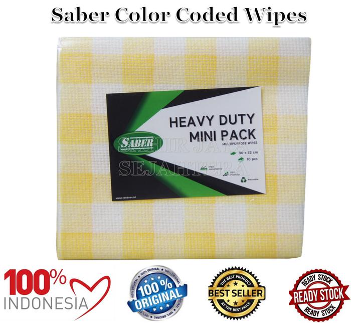 Gambar Saber Color Coded Wipes Lap Higienis Industri Makanan,Restoran,cafe dan Dapur Lap Serbaguna - Kuning, Mini Pack 10Pcs dari Industrial-Store undefined Tokopedia