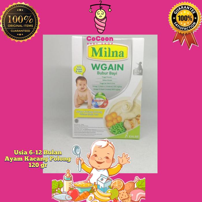 Gambar Bubur Bayi Penambah Berat Badan Milna Bubur WGain W Gain 6 Bulan Ayam Kacang Polong 120 gr 120g dari cocoonbabyshop undefined Tokopedia