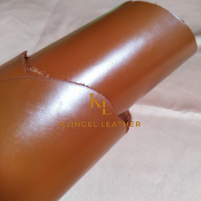 Gambar kulit sapi asli lembaran pull up premium glossy - Tan, A4 dari klingel Leather undefined Tokopedia