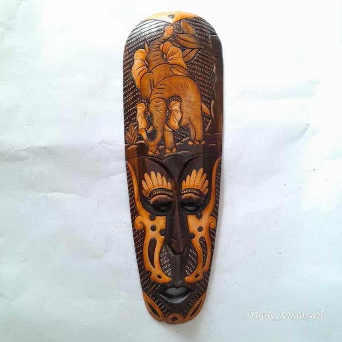 Gambar Baru Hiasan dinding topeng 50cm variasi ukiran kerajinan kayu Bali - Variasi Gajah dari semanap undefined Tokopedia