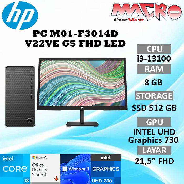 Gambar HP PC Desktop M01-F3014D i3-13100 8GB SSD 512GB VGA Intel HD WIN11+OHS - HPV22VE 21.5 dari Macro OneStop Official undefined Tokopedia