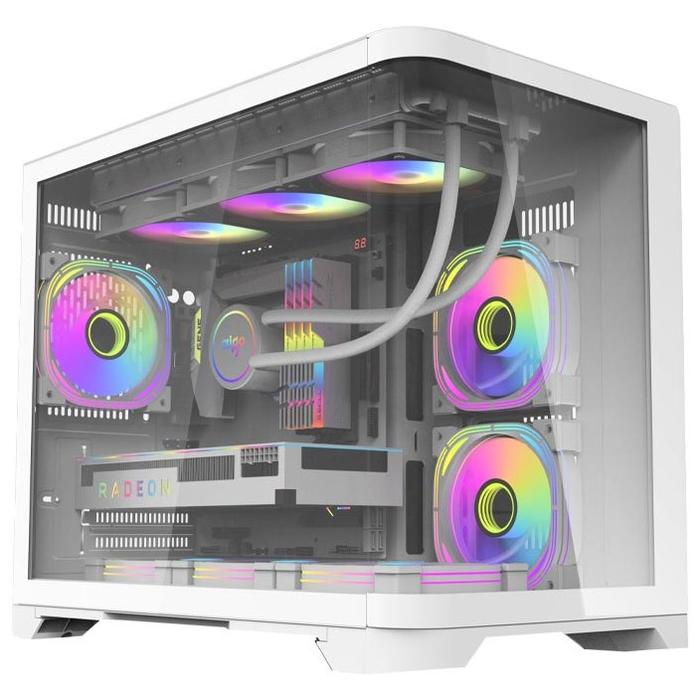 Gambar AIGO ARC1 AQUARIUM FISH TANK MICRO ATX MINI TOWER PC CASE CASING GAMING CHASSIS - Putih dari Julyaugustshop undefined Tokopedia