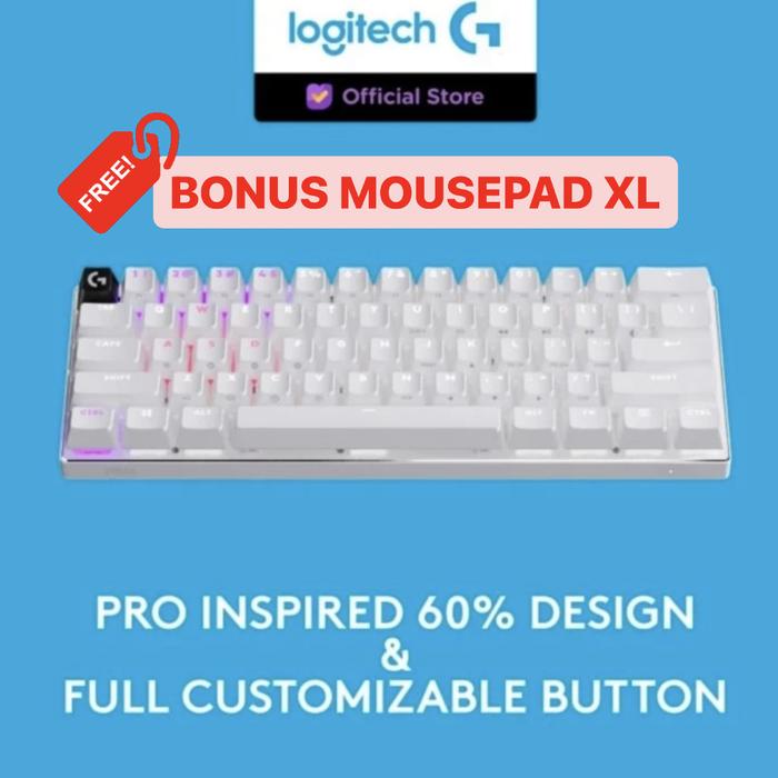Gambar Logitech G Pro X 60 Keyboard Gaming Wireless Tactile 60% Lightsync RGB - White dari Click & Go Tokopedia Kota Bandung Tokopedia