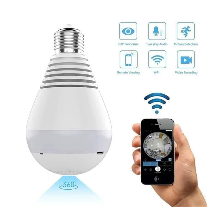 Gambar IP Camera CCTV Bulb WiFi Panoramic V380 Lampu Bohlam VR Spy Cam Owlcam - BOHLAM dari TOP PINKGO undefined Tokopedia