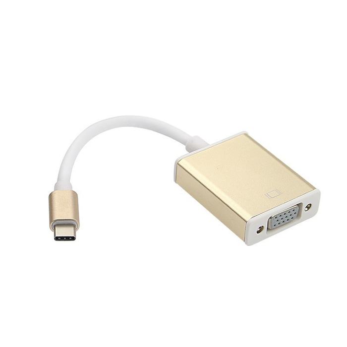 Gambar Kabel USB 3.1 Type C To VGA Female / Type-C To VGA Converter - Silver - Gold dari Click n Pay undefined Tokopedia