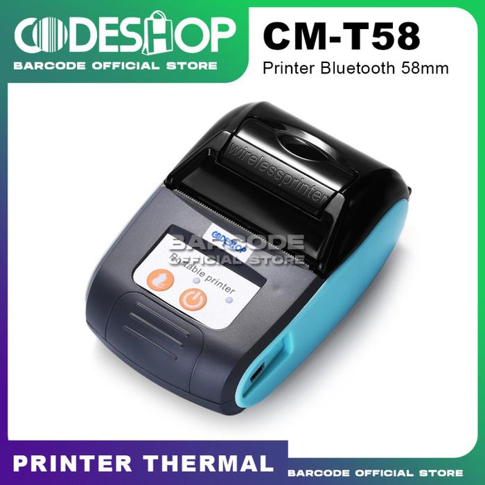 Gambar Printer Bluetooth Codeshop CM-T58 Yellow / Blue Kasir Thermal 58mm - Biru dari Barcode Store Solutions undefined Tokopedia