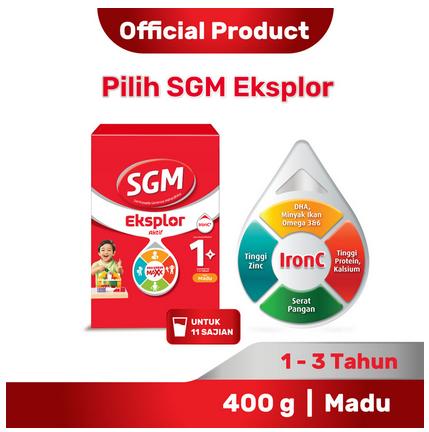 Gambar SGM Eksplor 1+ Pro-Gressmaxx Susu Pertumbuhan Madu 400 Gram dari dgoodsstore undefined Tokopedia