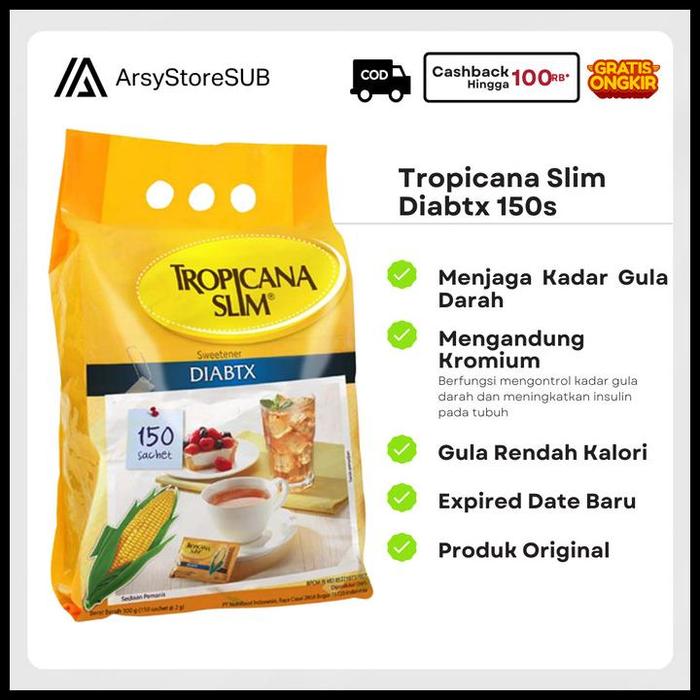 Gambar Tropicana Slim Diabetx 150S Kemasan Isi 150 Sachet Kualitas Terjamin - 1 pcs dari SERBADA STORE 2 undefined Tokopedia