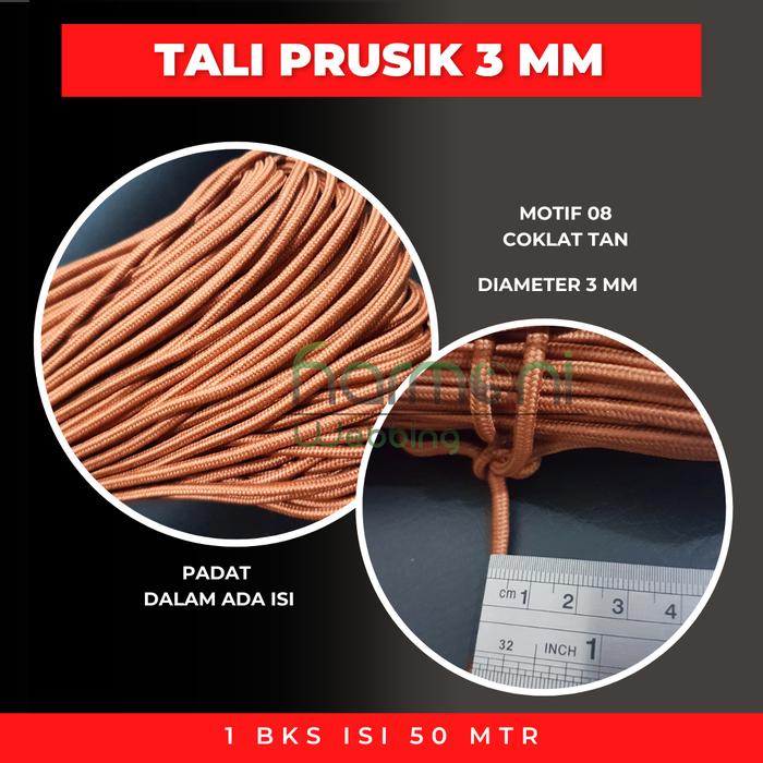 Gambar Tali Prusik 3mm Polyester Warna 50 Meter - 08 Coklat Tan dari Harmoni Webbing undefined Tokopedia