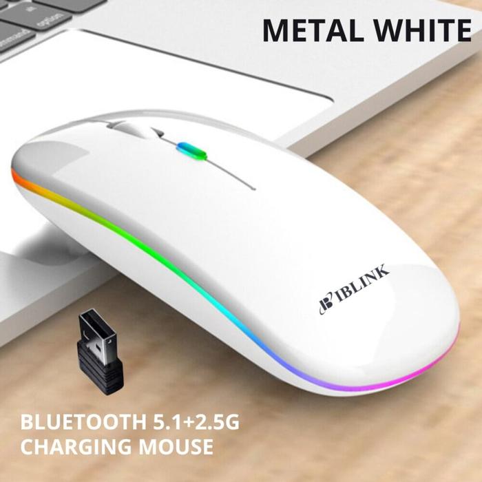 Gambar Mouse Wireless Bluetooth RGB Mouse Optical 2.5Ghz Receiver USB - Putih dari LKC Linkk undefined Tokopedia