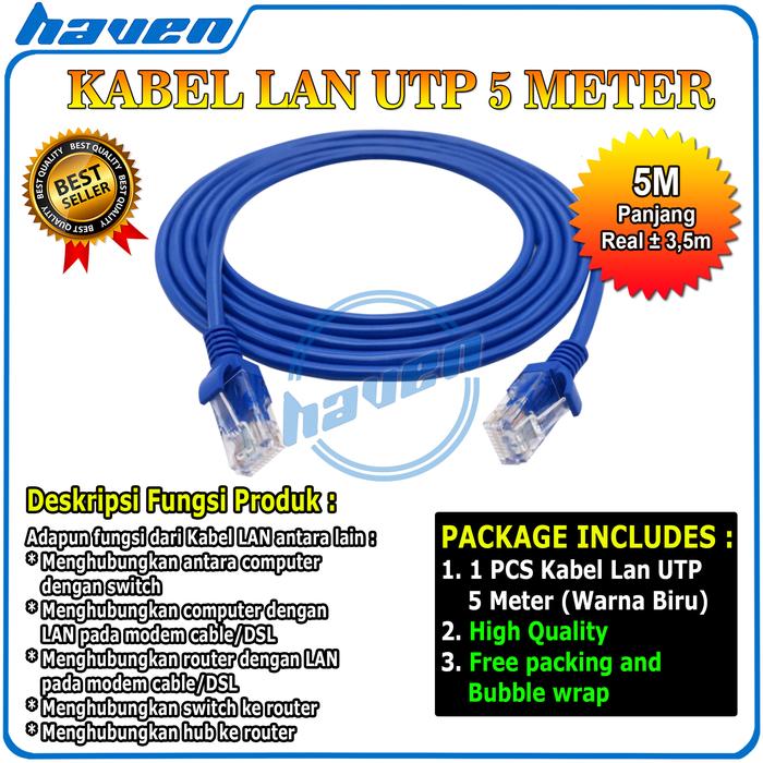 Gambar Kabel LAN 50M Cat 5e Murni / Kabel UTP 50 Meter Real Cat5 / Kabel LAN RJ45 UTP Ethernet 50m Panjang Real 50m Cat 5 High Quality - 5 Meter dari CCTV HAVEN undefined Tokopedia