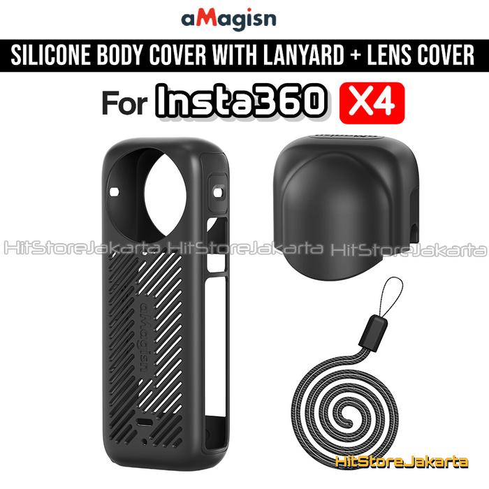 Gambar aMagisn Silicone Case Lens Cap Cover Aksesoris For Insta360 X4 Silicone Protective Body Cover - Combo Black dari HitStore Jakarta_NEW undefined Tokopedia