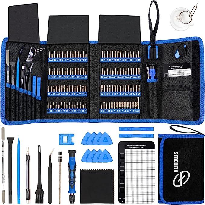 Gambar STREBITO Screwdriver Set 142-Piece Electronics Precision Screwdriver with 120 Bits Magnetic Repair Tool Kit for iPhone, MacBook, Computer, Laptop, PC, Tablet, PS4, Xbox, Nintendo, Game Console - Biru dari American Import undefined Tokopedia