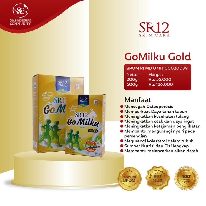 Gambar GOMILKU GOLD SR12 SUSU KAMBING ETAWA ASLI ATASI NYERI SENDI PEGAL LINU / MENINGKATKAN KESEHATAN SALURAN PERNAFASAN / MEMBANTU MENGURANGI TEKANAN DARAH DAN KOLESTEROL TUBUH / MEMBANTU MELANCARKAN ASI - 200 gram dari sr12skincareherbalid_NEW undefined Tokopedia