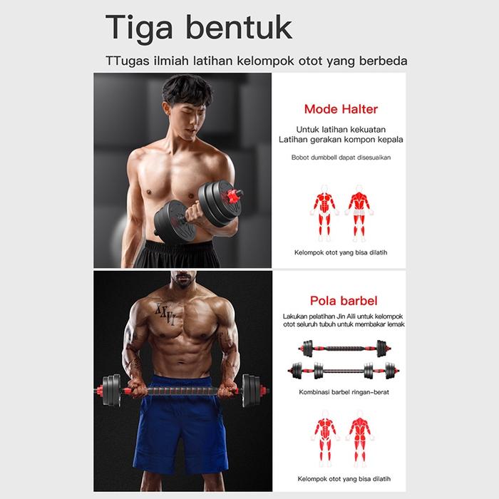 Gambar Dumbbell Set 20KG+ Kettlebell Fitness Equipment 6 in 1 Barbell Set dari FAQIHH_BERKAH undefined Tokopedia