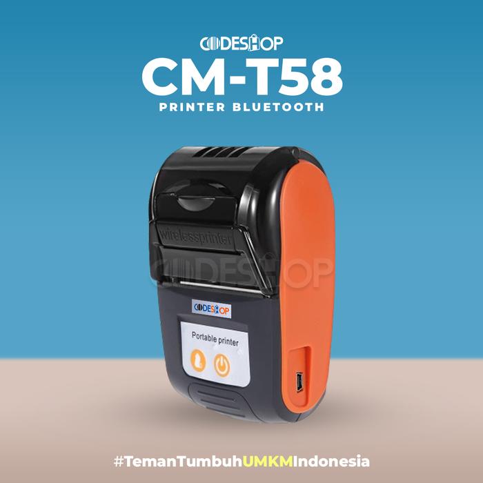 Gambar PRINTER THERMAL BLUETOOTH CODESHOP CM-T58 orange-biru - Orange dari CODESHOP JAKARTA undefined Tokopedia