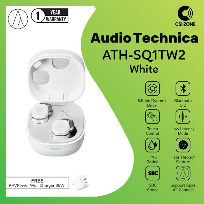 Gambar Audio Technica ATH-SQ1TW2 Bluetooth True Wireless TWS In Ear Earphone - White dari CSI-ZONE undefined Tokopedia