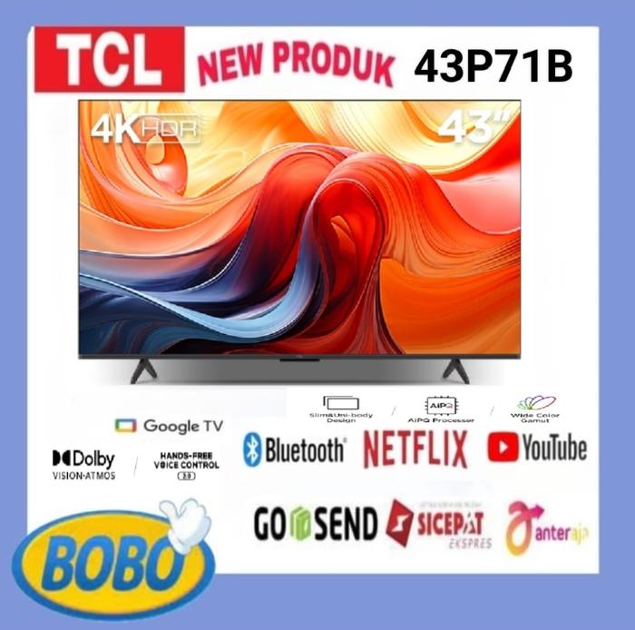 Gambar TCL 43A50 Google Smart LED TV 43 Inch UHD 4K MEMC Dolby Atmos HFVC 2.0 - 43P71B dari Bobo electronics undefined Tokopedia