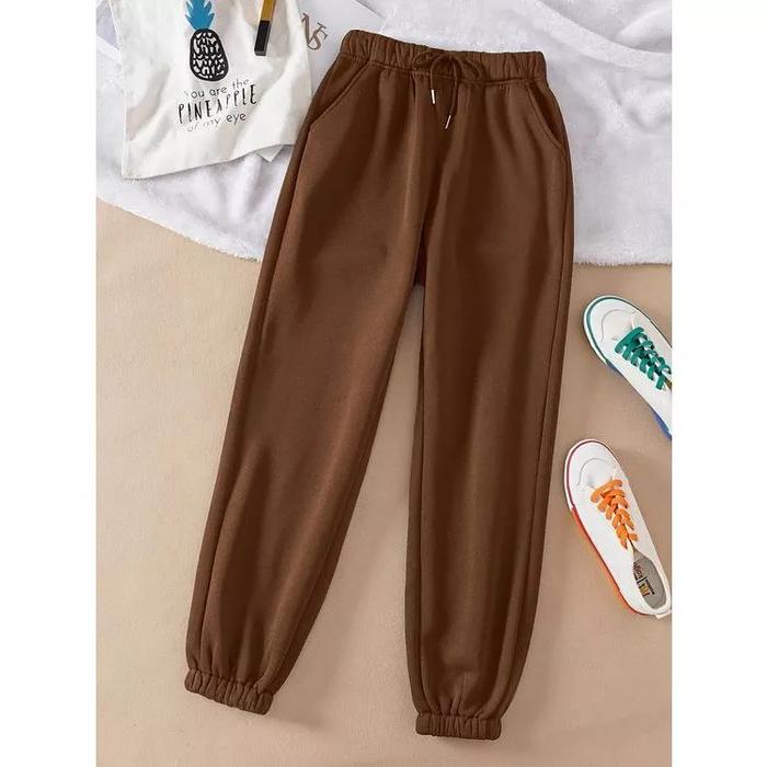 Gambar Celana Jogger Sweatpants panjang pria wanita Korean style ukuran m-xxl - COKLAT TUA, XL dari Tiara Fashion Store_NEW undefined Tokopedia