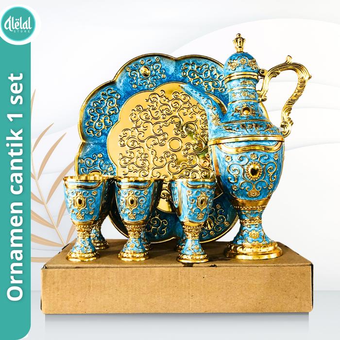 Gambar Set Teko gelas Arab Aladin 8pcs Gelas Anggur Emas Antik, Ornament set Gelas nampan - Biru dari Elshanum Pusat undefined Tokopedia