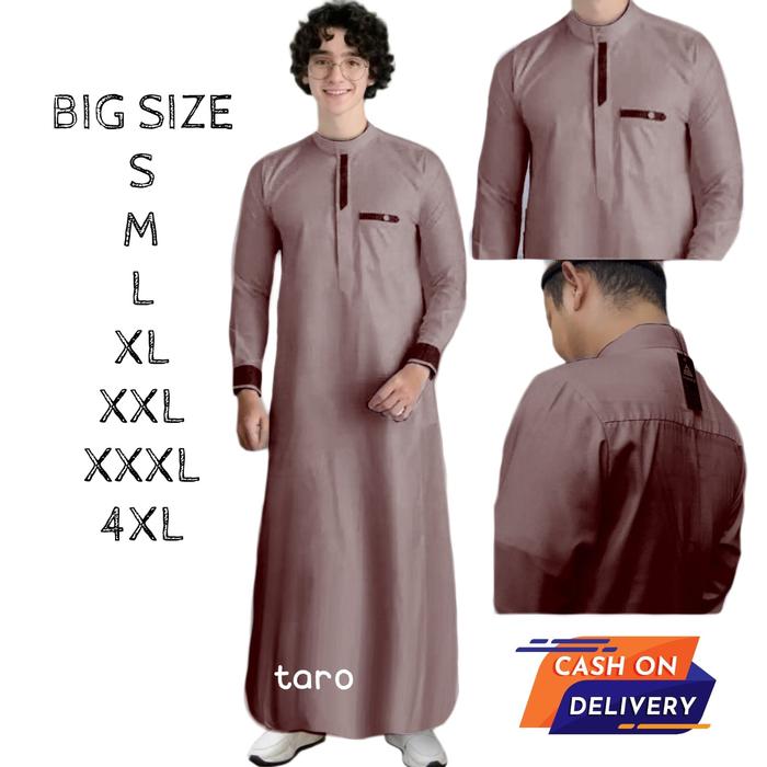 Gambar Baju Jubah Muslim Koko Gamis Pria Dewasa Saudi Premium Original Jumbo S, M - 8XL - sawo, XXL dari Fashion Big Size_NEW undefined Tokopedia