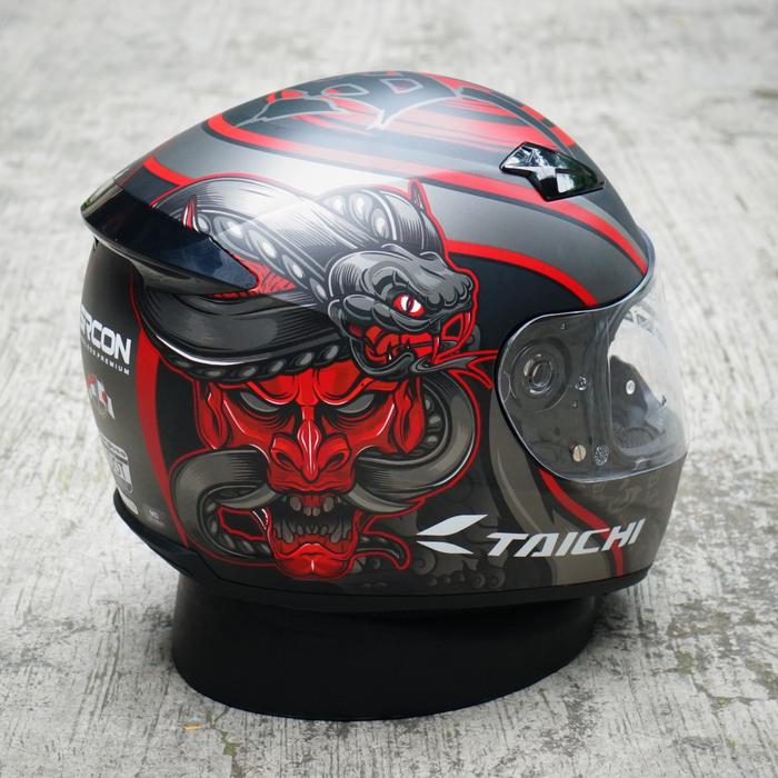 Gambar Helm Sircon Taichi motif - Cargloss helmet - Oni Red dari Helmetrism undefined Tokopedia