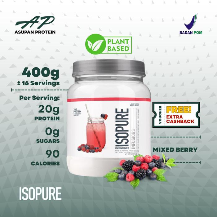 Gambar ISOPURE Infusions Plant Based Whey Protein Isolate 400gr - Mixed Berry dari Asupan Protein undefined Tokopedia