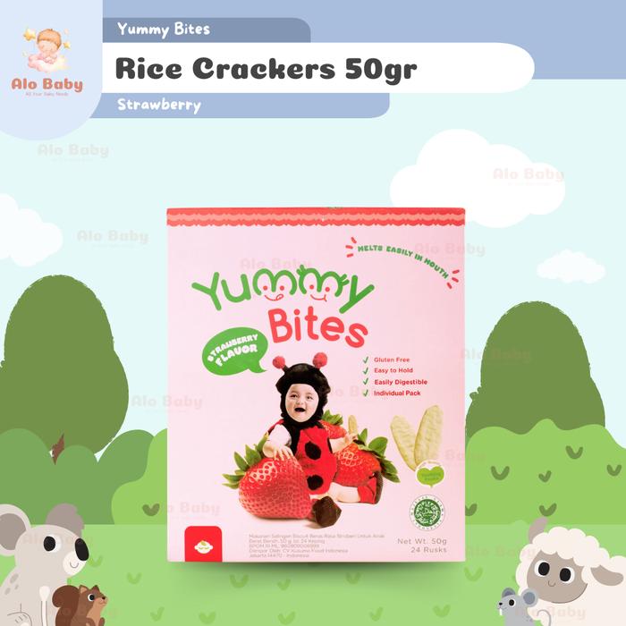 Gambar Yummy Bites Rice Crackers 50g / Snack Bayi / Snack Anak / Cemilan Bayi - Strawberry50gr dari Toko Alo Baby undefined Tokopedia