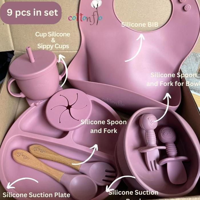 Gambar Alat makan bayi silikon set/Tempat makan silikon set/Silicone Feeding - Set A- Piky, Kardus Standar dari Hellow beby undefined Tokopedia
