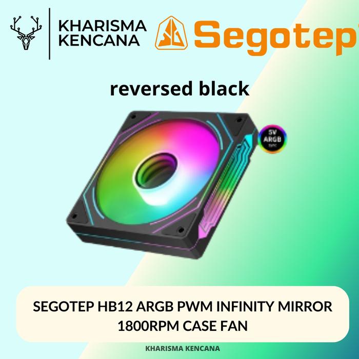 Gambar SEGOTEP HB12 ARGB PWM INFINITY MIRROR 1800RPM CASE FAN - REVERSED BLACK dari kharismakencana undefined Tokopedia