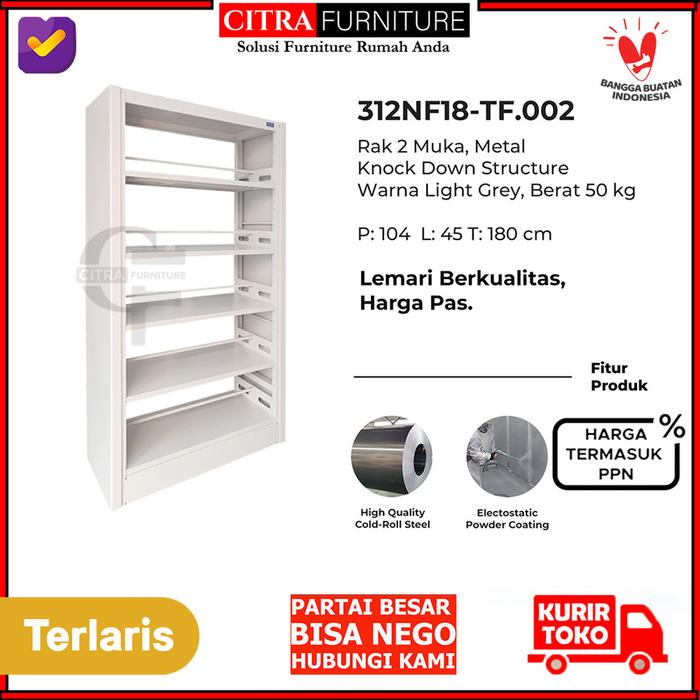 Gambar SHUMO Rak Buku Besi Perpusatakaan Sekolah 2 muka | Lemari arsip 1 muka Metal Besi - TYPE-A, DIRAKIT dari Citra furniture undefined Tokopedia