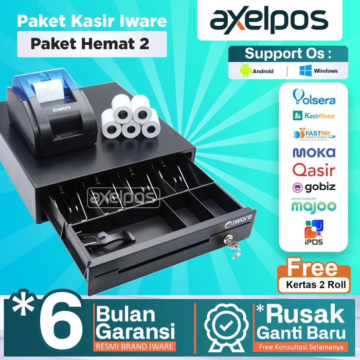 Gambar PAKET KASIR ANDROID,PRINTER BLUETOOTH,CASH DRAWER,FREE KETAS 5ROLL dari Axelpos undefined Tokopedia