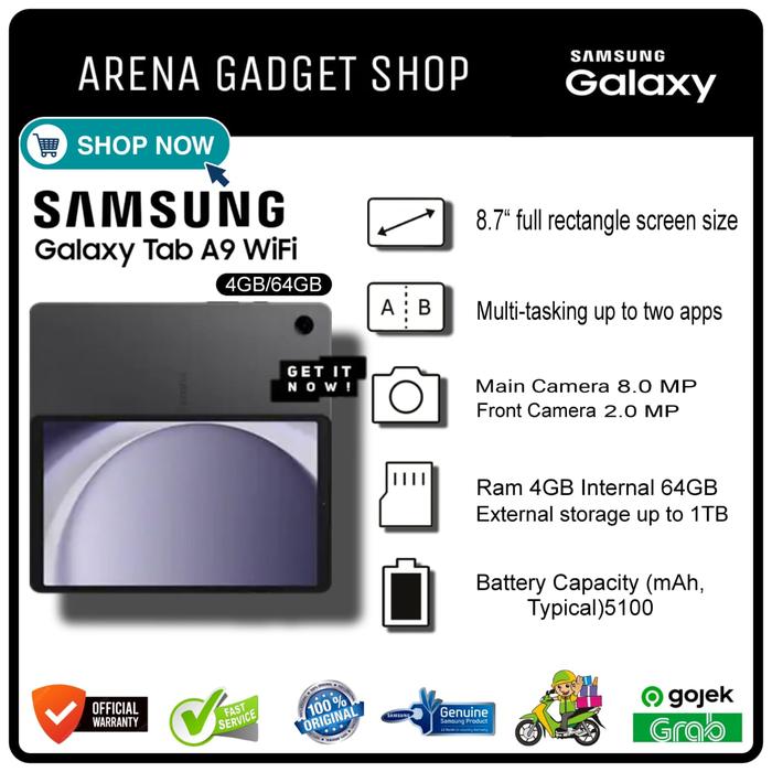 Gambar Samsung Galaxy Tab A9 Ram 4/64Gb Wifi LTE New Garansi Resmi Samsung SEIN - Grey + Wifi, 4GB/64GB dari ArenaGadgetShop undefined Tokopedia